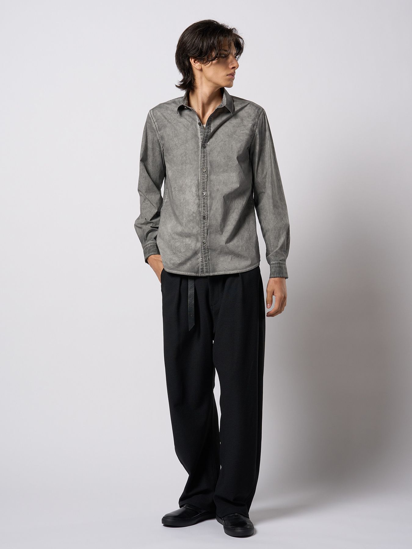 【予約品 9月23日(火) 締切】dyed regular shirt / コールドダイ レギュラーシャツ / ダークグレー