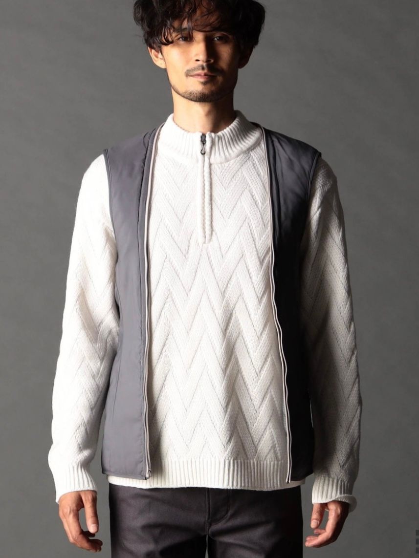 ベストライナー付き スタンドコート撥水性 ベージュ 【NICOLE CLUB FOR MEN】