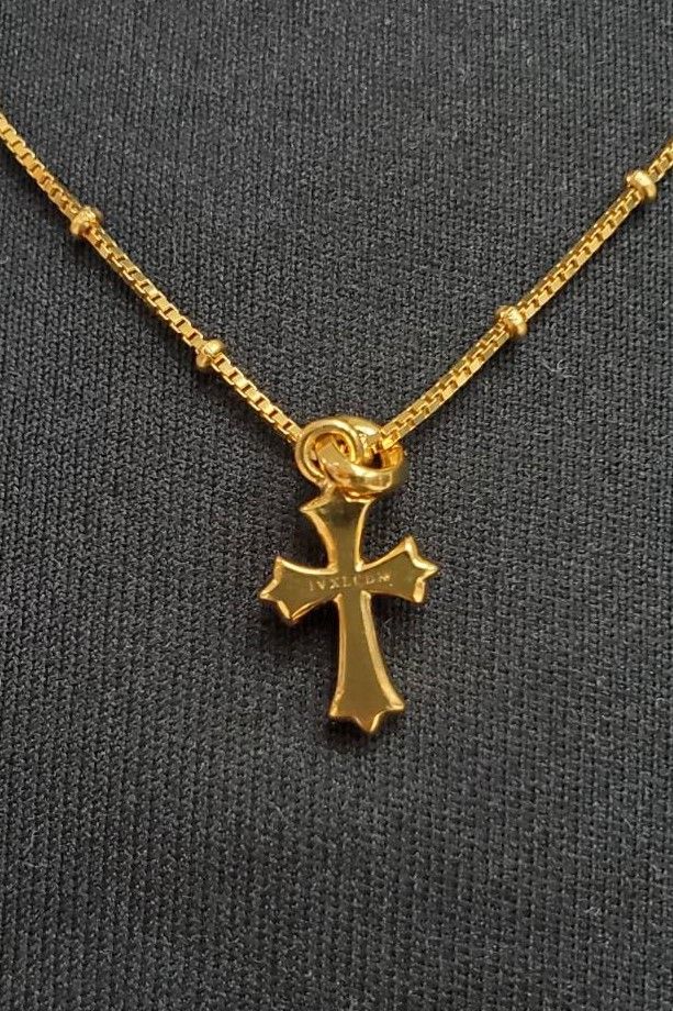 CROSS LINE CHARM PENDANT / SV925.GD.DIA