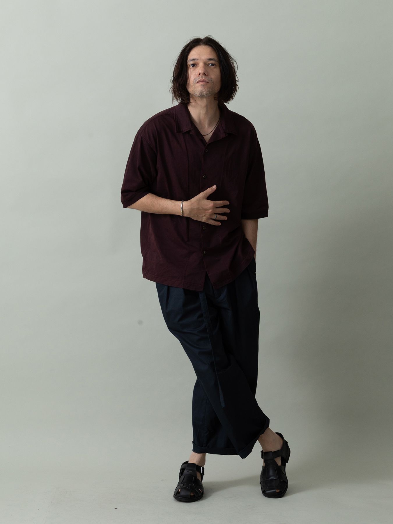 【予約品 2月1日(日) 締切】CUTSHIRTS / オープンカラーシャツ / ダークレッド