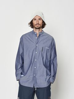 【予約品 10月9日(木) 締切】muta Oversized Band Collar Shirt / バンドカラーシャツ / ネイビー【Acanthus × muta MARINE】