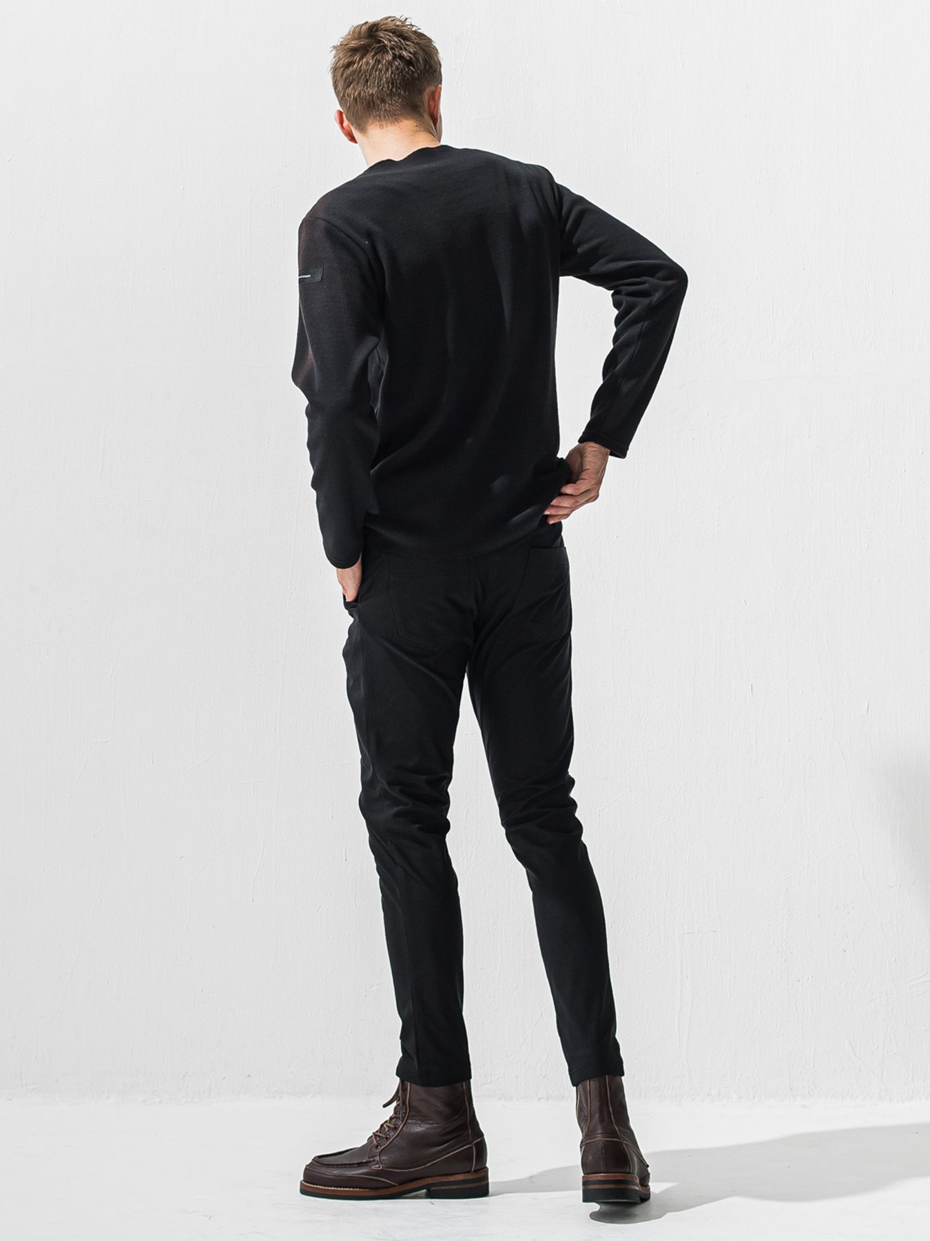 【予約品 9月6日(日) 締切】VELOURS FLEECE NEO THERMAL / 裏起毛 ハニカムサーマル ロングスリーブTシャツ / ブラック