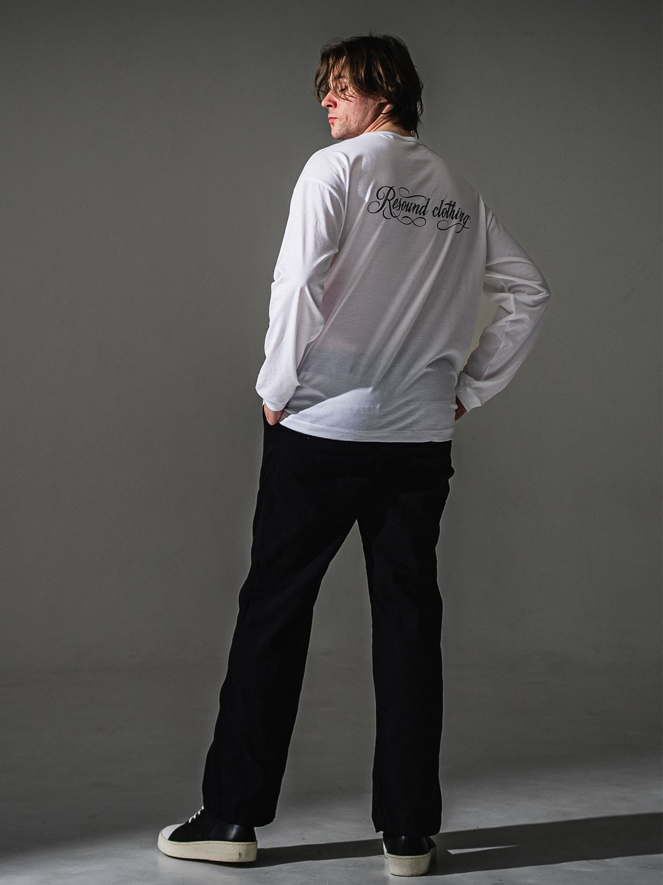 【予約品】PIN ST RC over longsleave Tee / ピンストライプロゴ オーバーサイズ ロングスリーブ Tシャツ / ホワイト