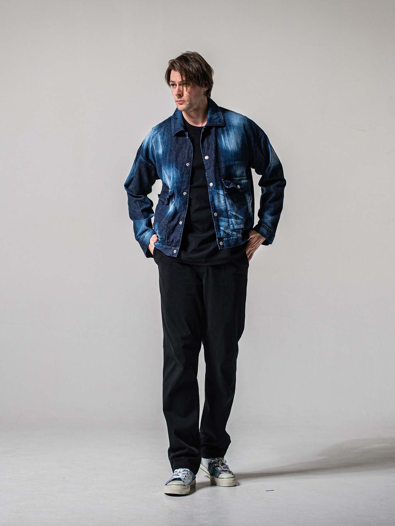 【予約品 11月16日(日) 締切】LDENIM AG FLIGHT JK / ライトデニム ミリタリージャケット / インディゴユーズド