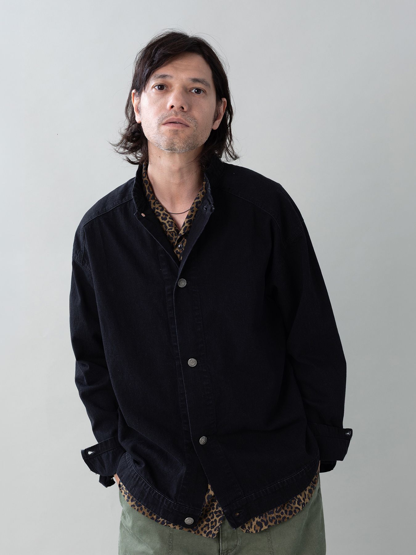 【予約品 5月27日(水) 締切】BOURGERON-DENIMJACKET aged / エイジド加工 ライトオンスデニム シャツジャケット / ブラック