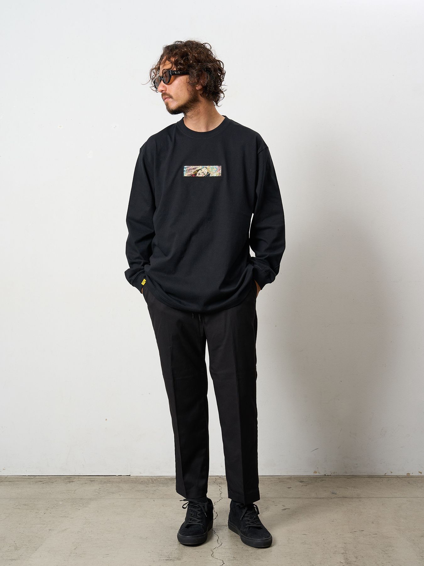 5.6ozコットン天竺 YOU GOT THIS シークインLS Tシャツ / ブラック