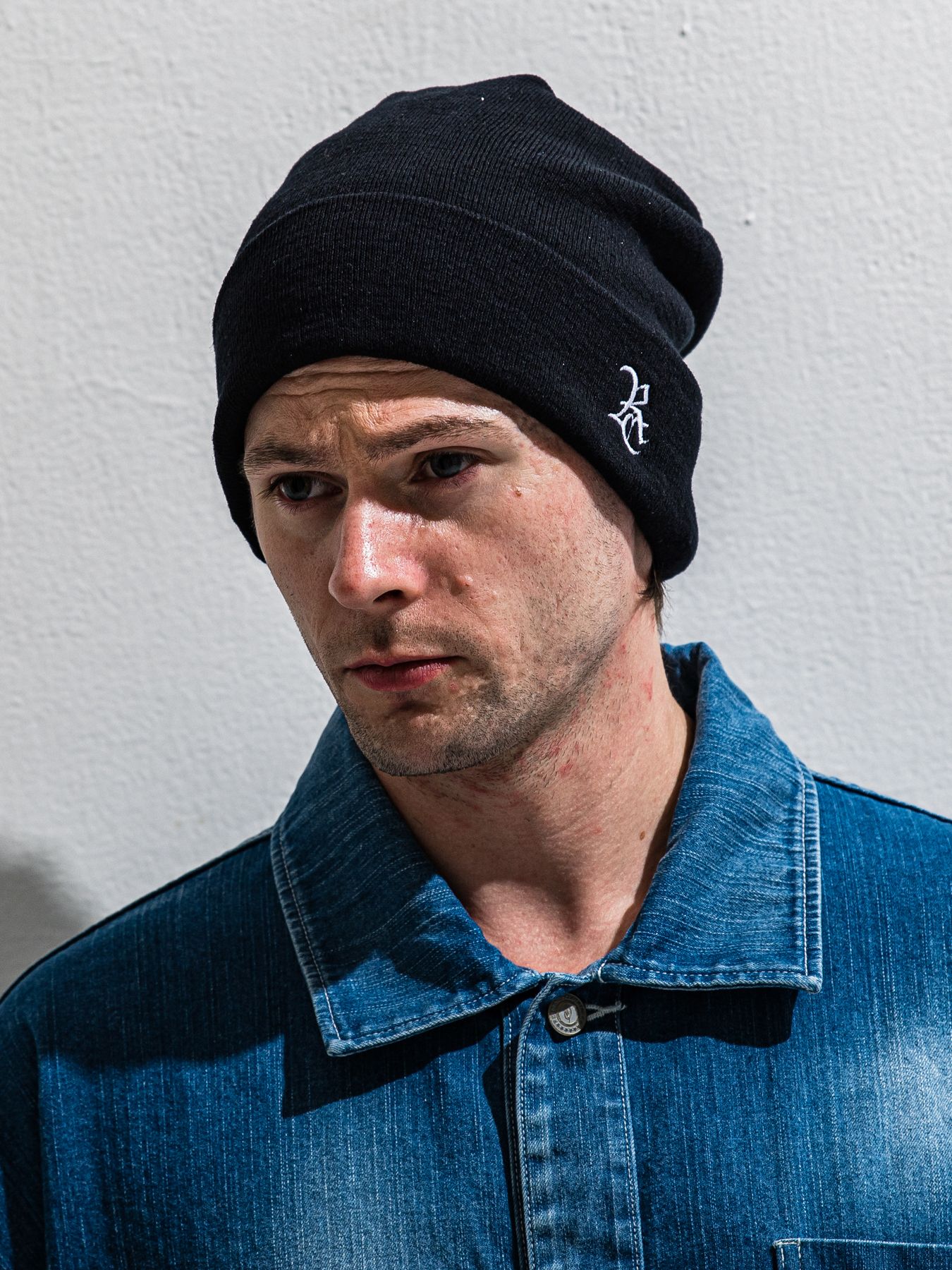 【予約品 11月16日(日) 締切】LINEN KNIT CAP / リネン RCロゴ刺繍 ニットキャップ / ブラック