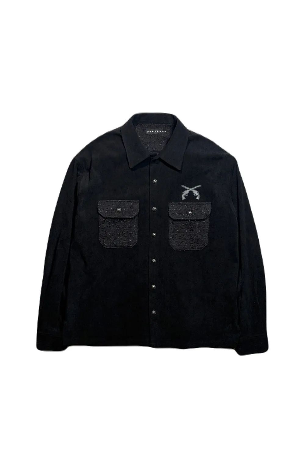 【予約品 】CORDUROY SH / コーデュロイ シャツクロスガンパッチ / ブラック[26FGS-02A]