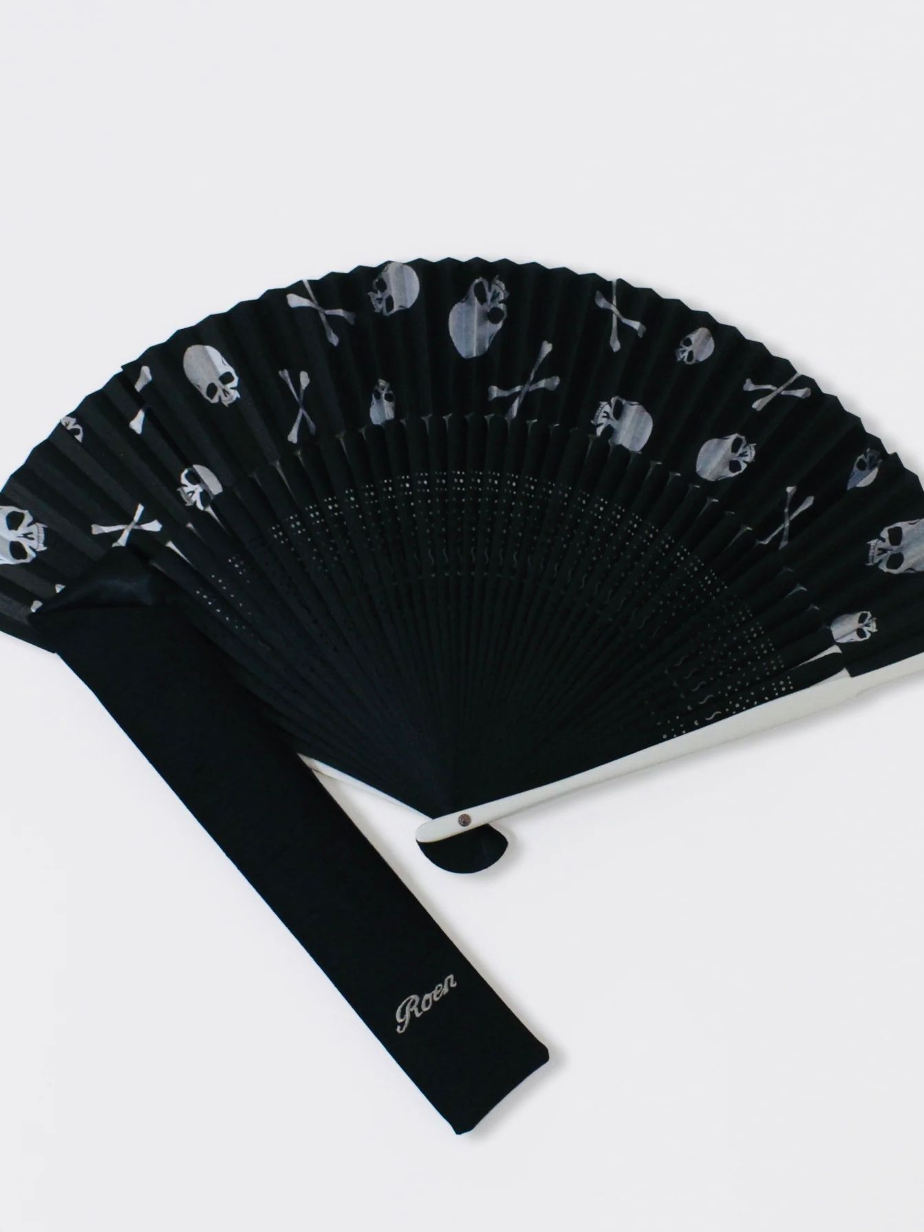 ROEN FAN和紙 アルミシルバースカル柄セット -10BLACK- 扇子 Roen×京都 白竹堂