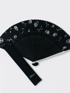 ROEN FAN和紙 アルミシルバースカル柄セット -10BLACK- 扇子 Roen×京都 白竹堂