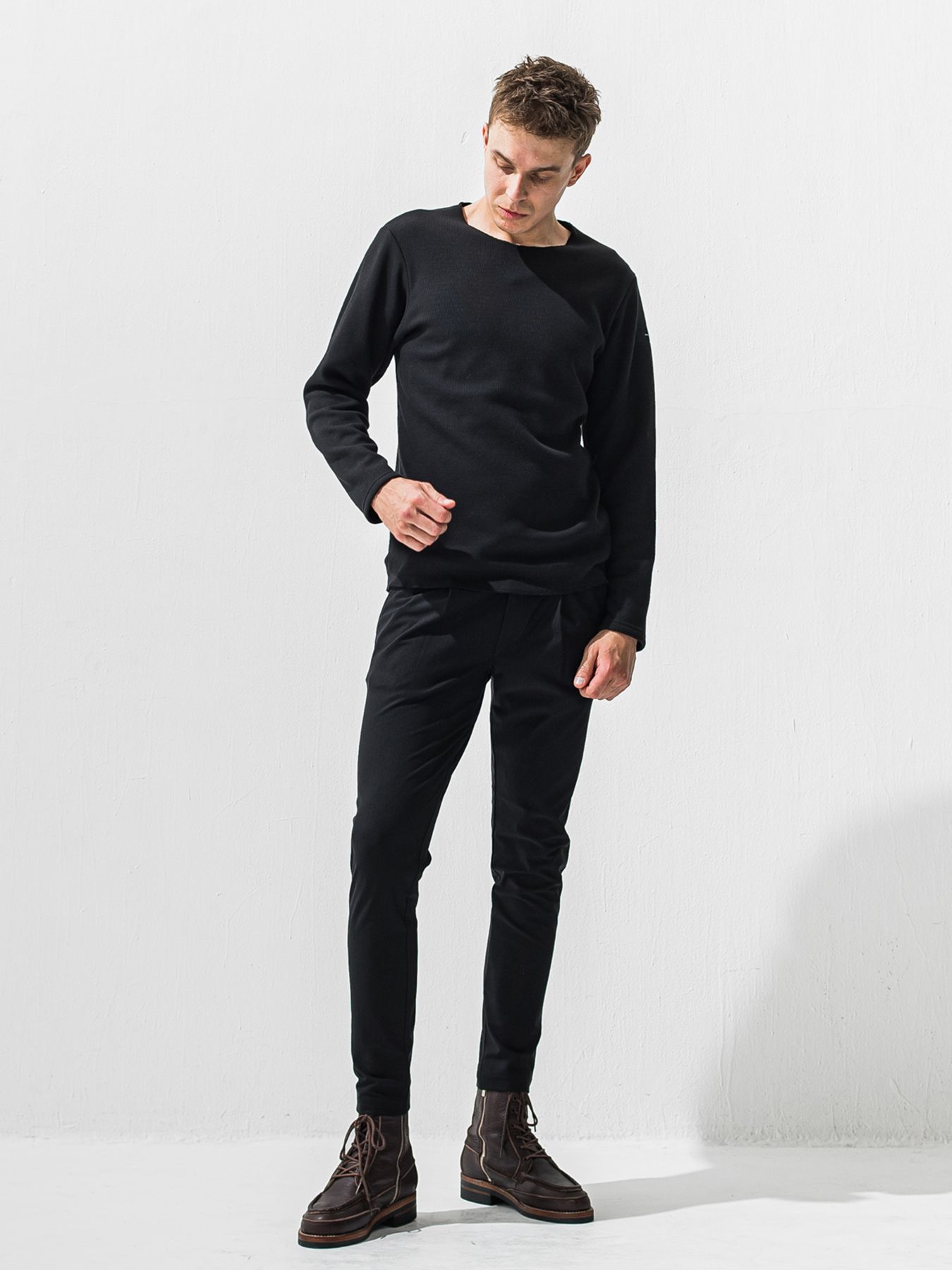 【予約品】CHRIS EASY HEAT TUCK PANTS / 裏起毛 ワンタックイージーパンツ / ブラック