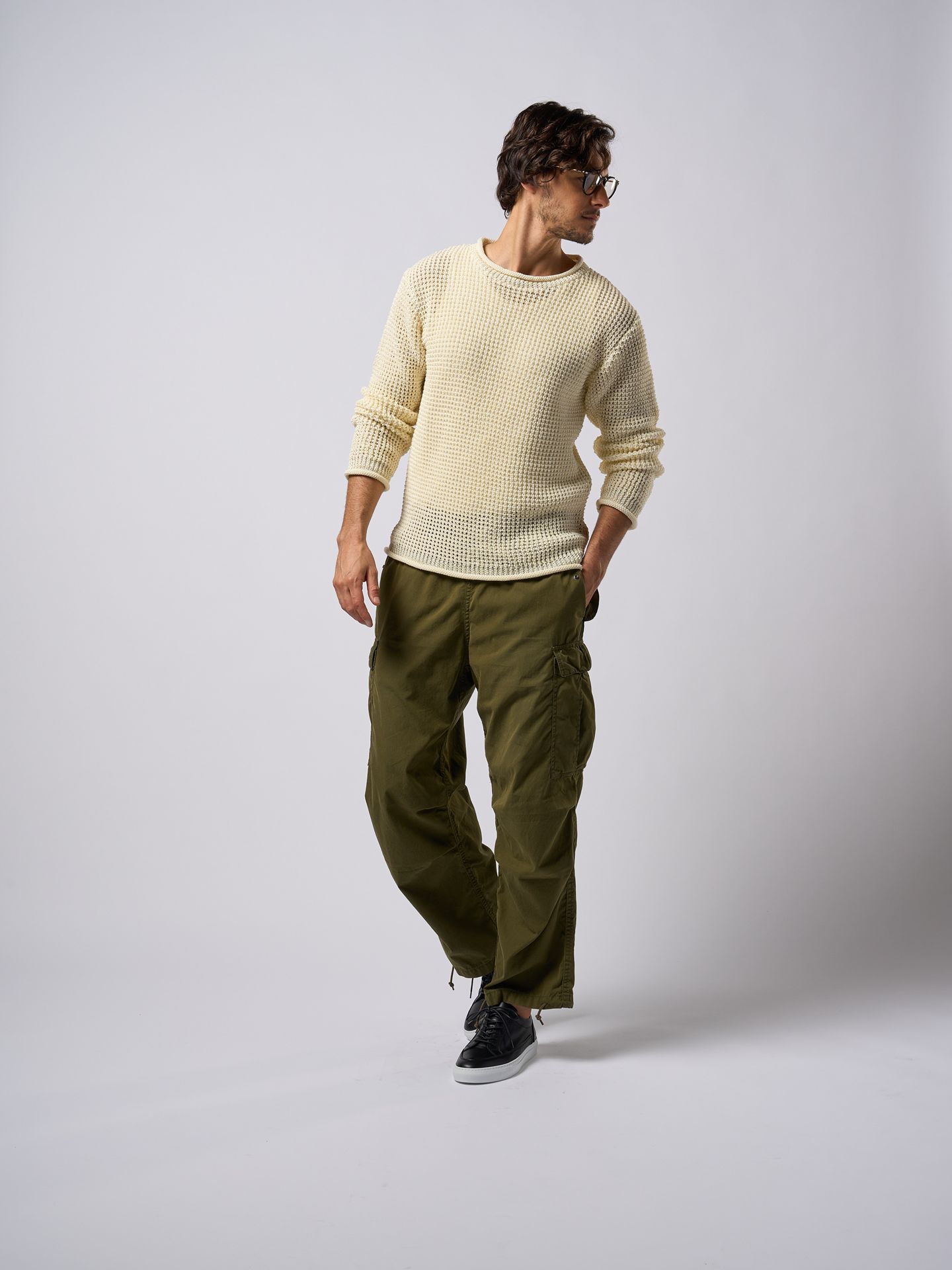 【予約品9月19日 10時締め】 GIMA roll crew knit / クルーネックニット / オフホワイト