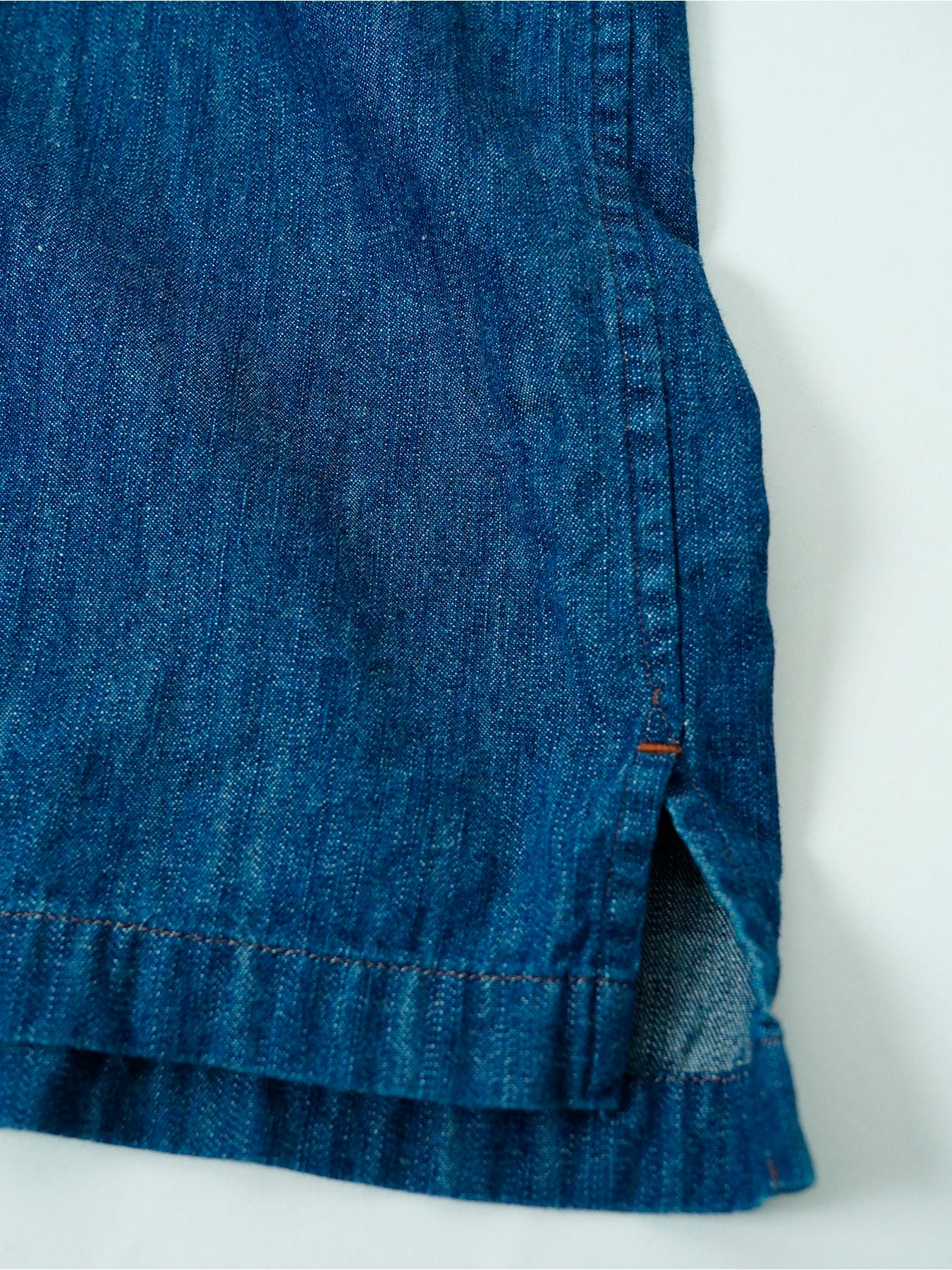 【予約品 11月9日(月) 締切】MILITARYSHIRT Denim / デニムミリタリーシャツ / インディゴ×金茶ステッチ