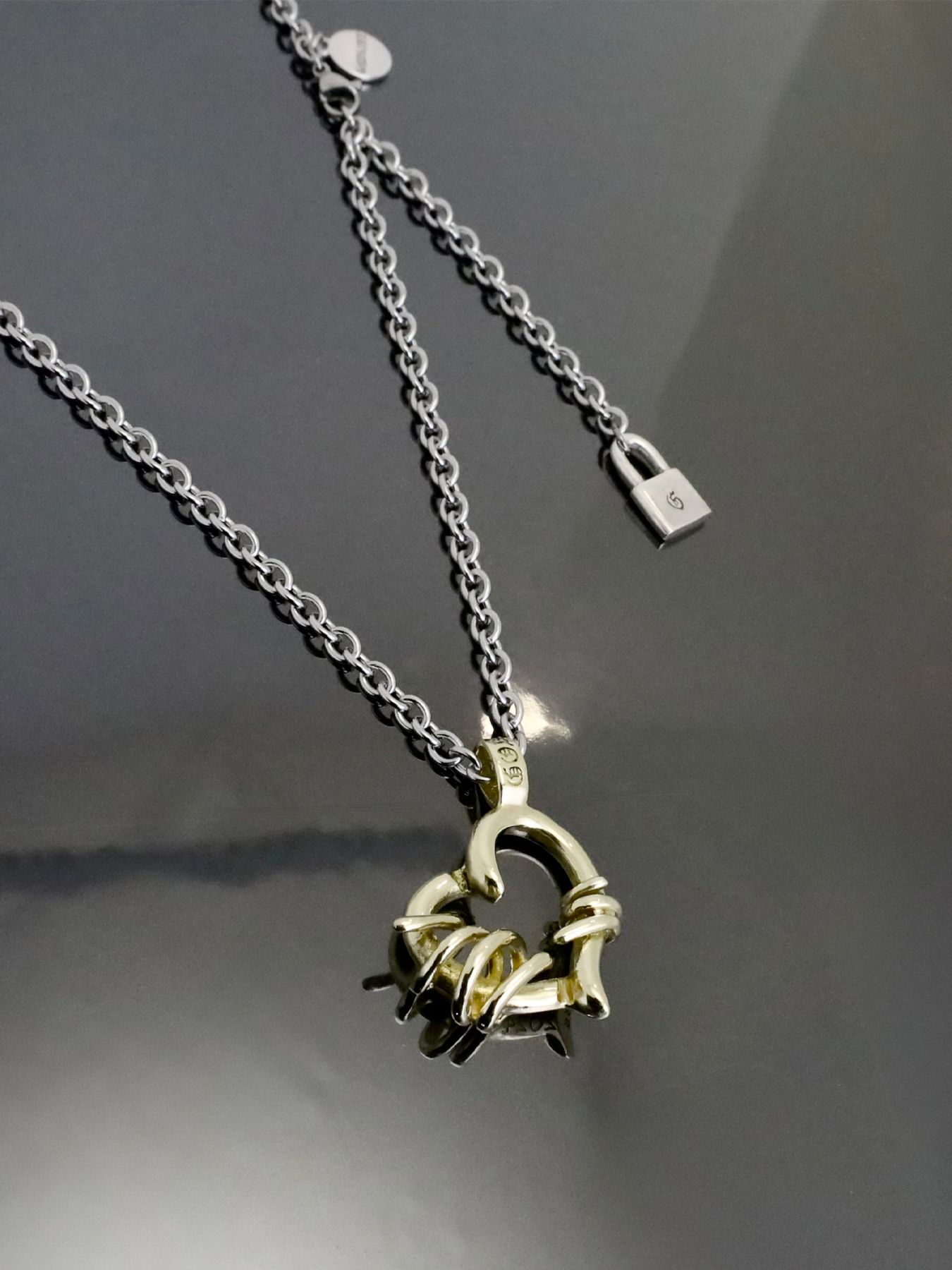 《受注生産》BRASS THORNY HEART #2 STAINLESS NECKLACE / ブラスソーニーハートステンレスチェーンネックレス / 注文から1～3週間後入荷予定