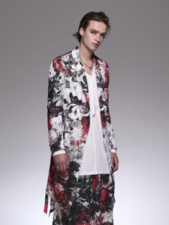 《予約品》 SplashFloraFlareJacket 花柄スプラッシュ/ フレアジャケット / ホワイト＆レッド