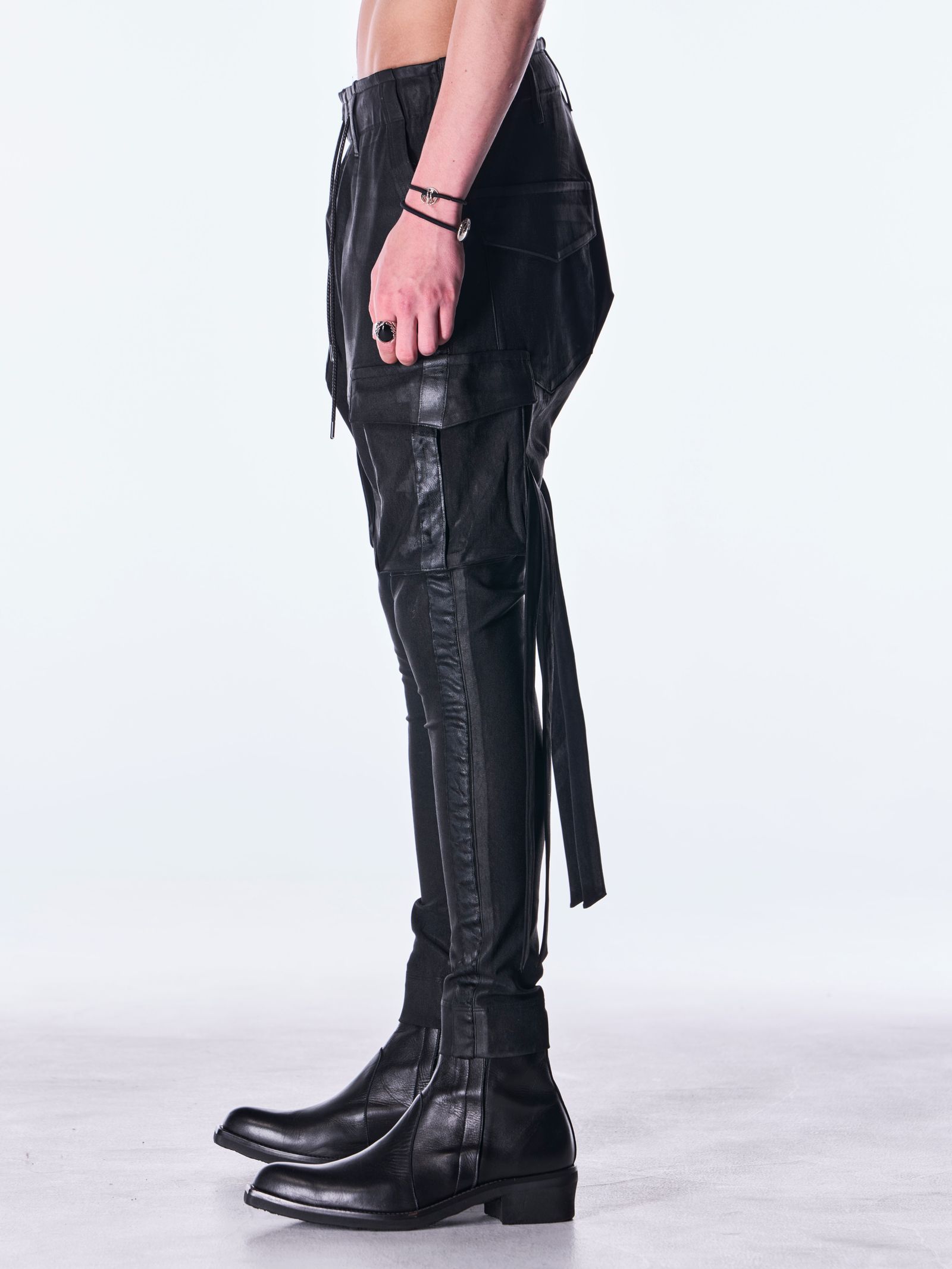 【予約品 6月29日(月) 締切】Coating High Tension Jersey Sarrouel Pants / コーティング サルエルパンツ / ブラック