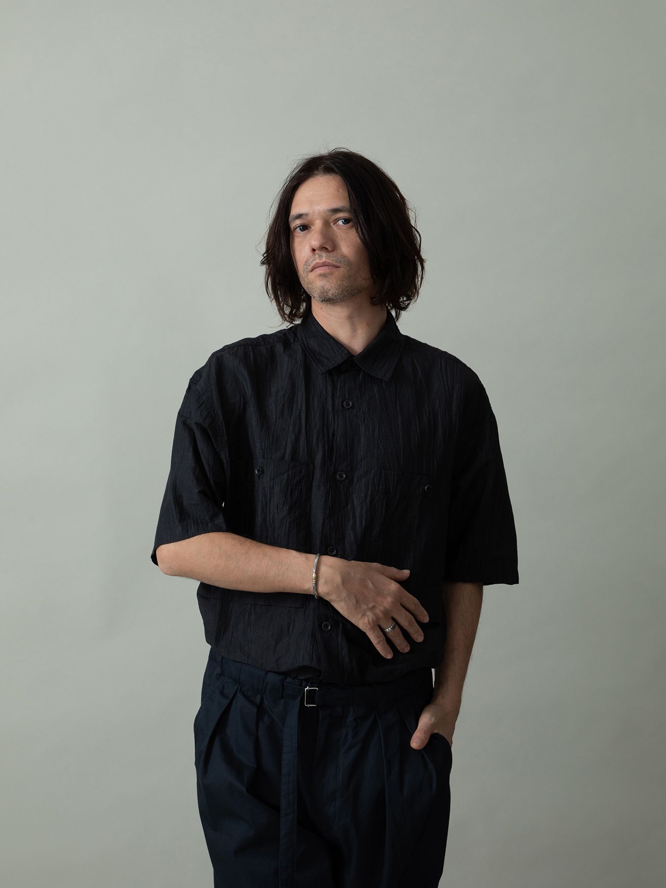 【予約品 2月1日(日) 締切】WAVEWASHER SHIRTS / ワッシャー加工シャツ / ブラック