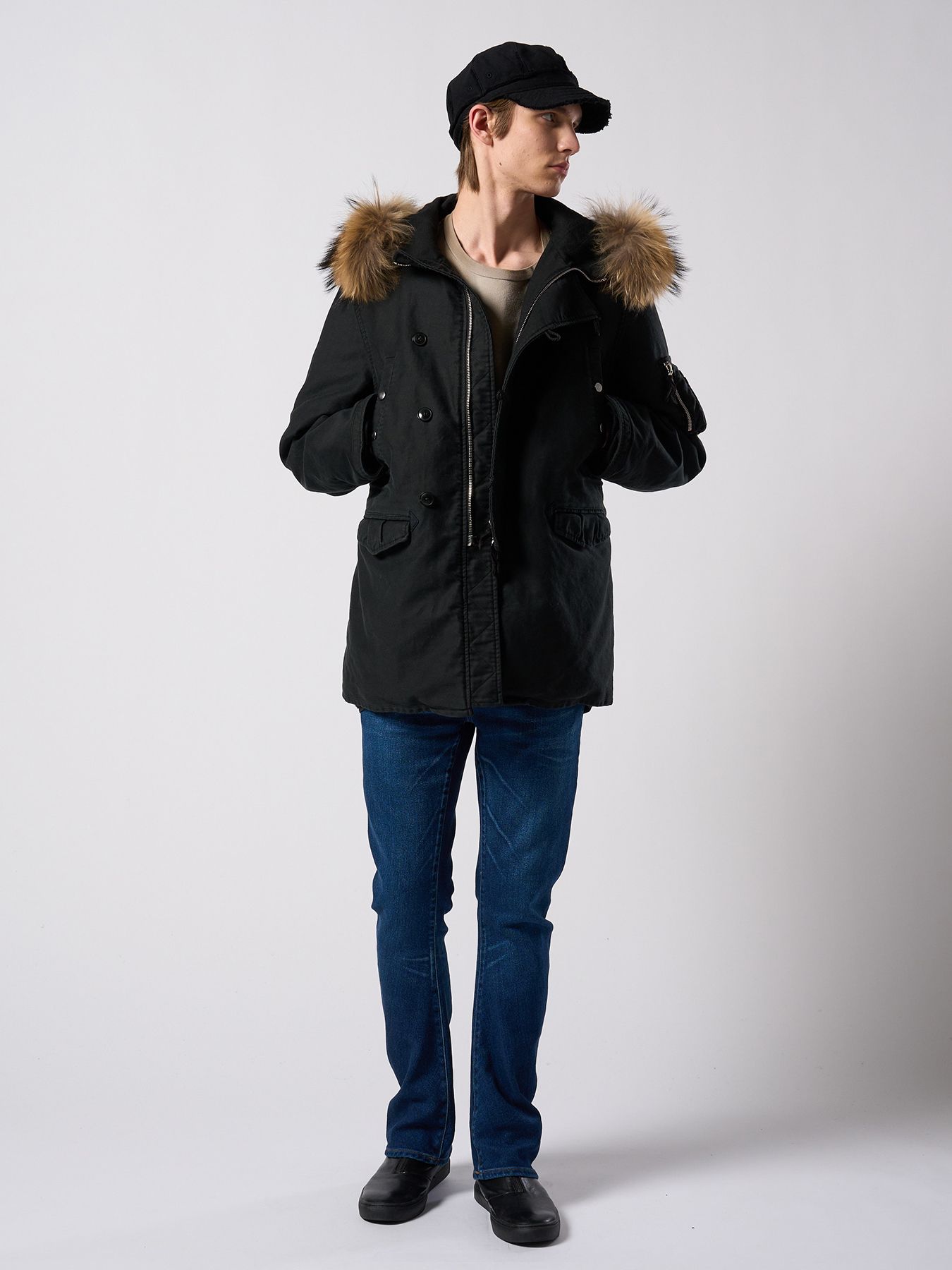 【予約品 4月19日(日) 18時締切】heavy moleskin N-3B/ ヘビーモールスキン N3B / ブラック