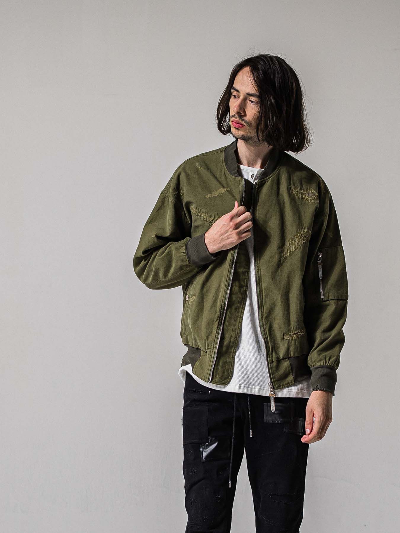 【予約品 11月16日(日) 締切】LIGHT DAVID JACKET / ドロップショルダー フライトジャケット / カーキクラッシュ