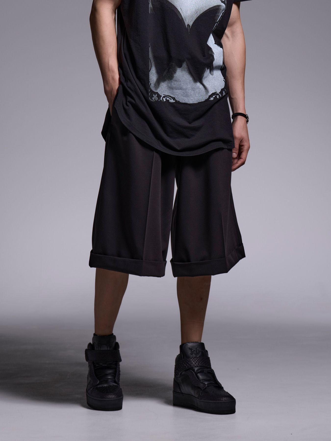 【予約品 1月4日(日) 締切】3/4 Wide Slacks / 七部丈 ワイドスラックス / ブラック