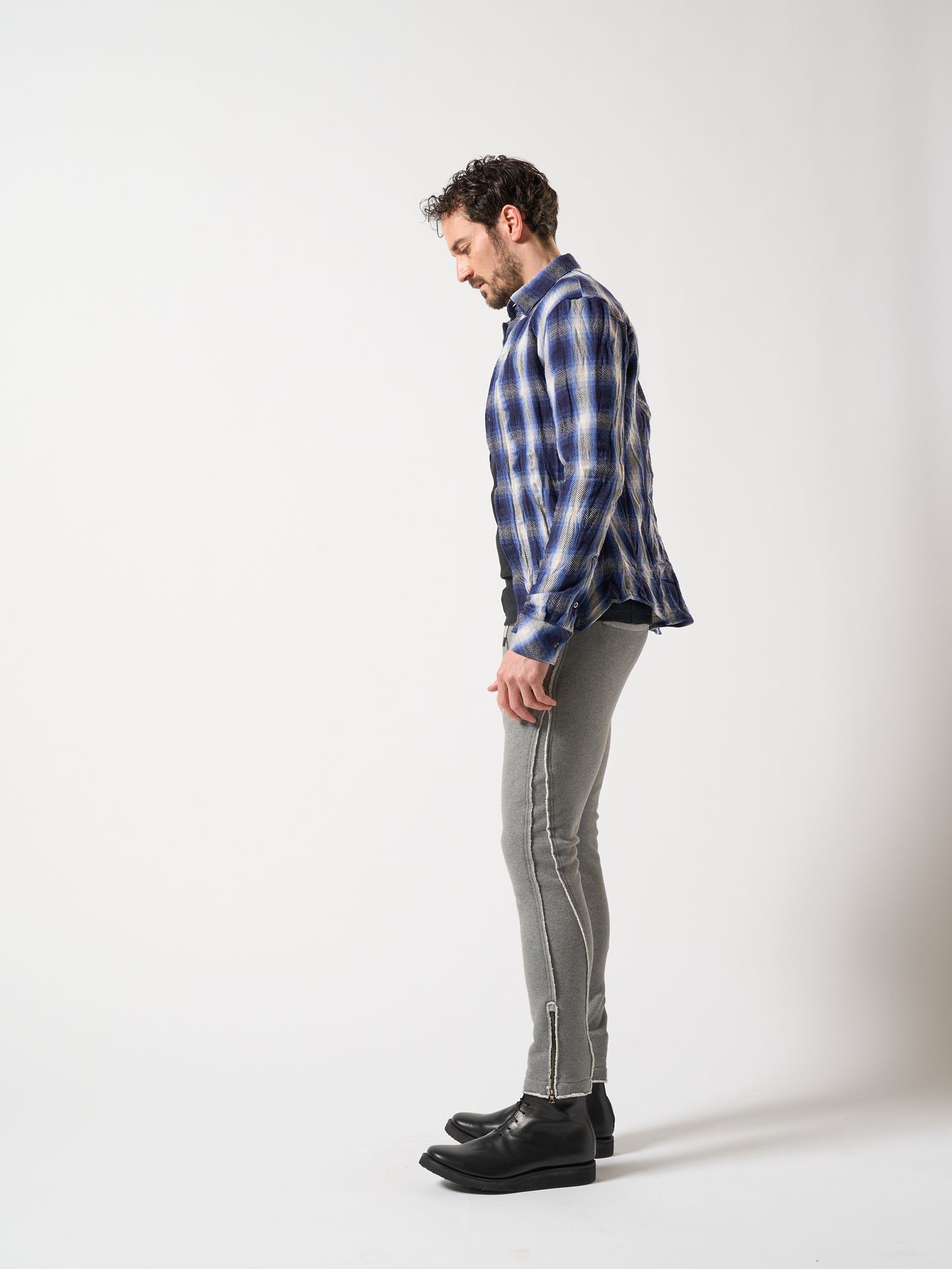 【予約品】 twist wrinkle check / シャツ / ブルー