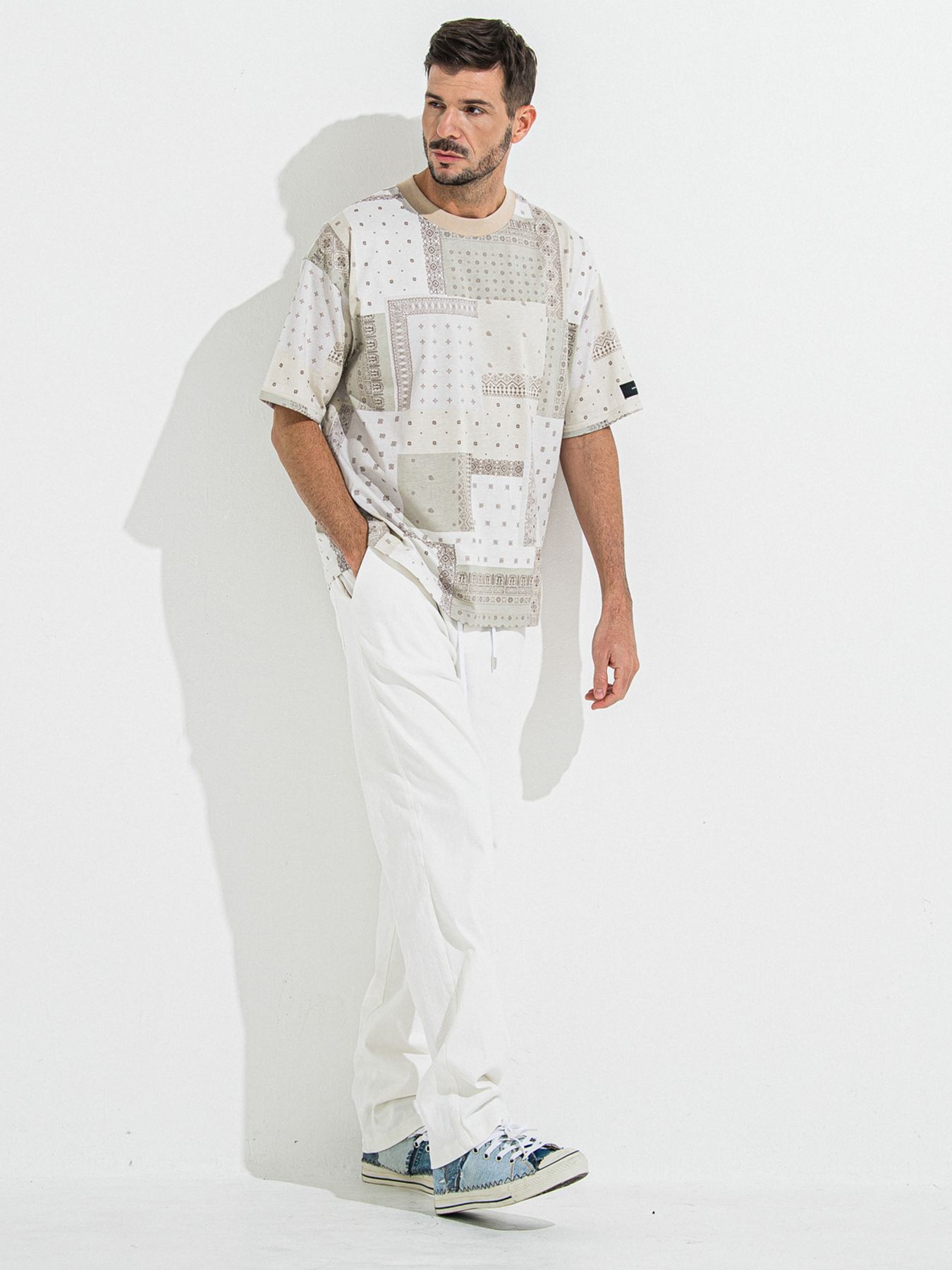 DENIM JERSEY WIDE PT / デニムジャージワイドパンツ / ホワイト
