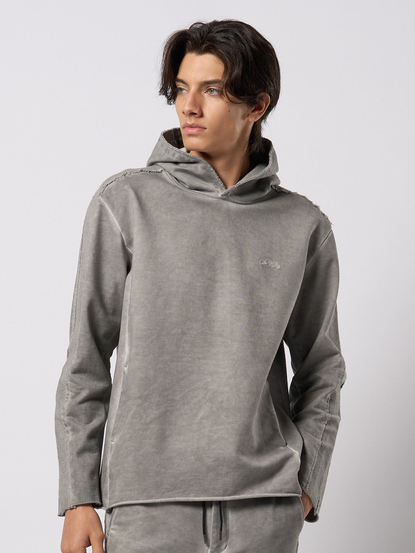【予約品 9月23日(火) 締切】cut-off pull parker / カットオフ プルパーカー / ライトグレー