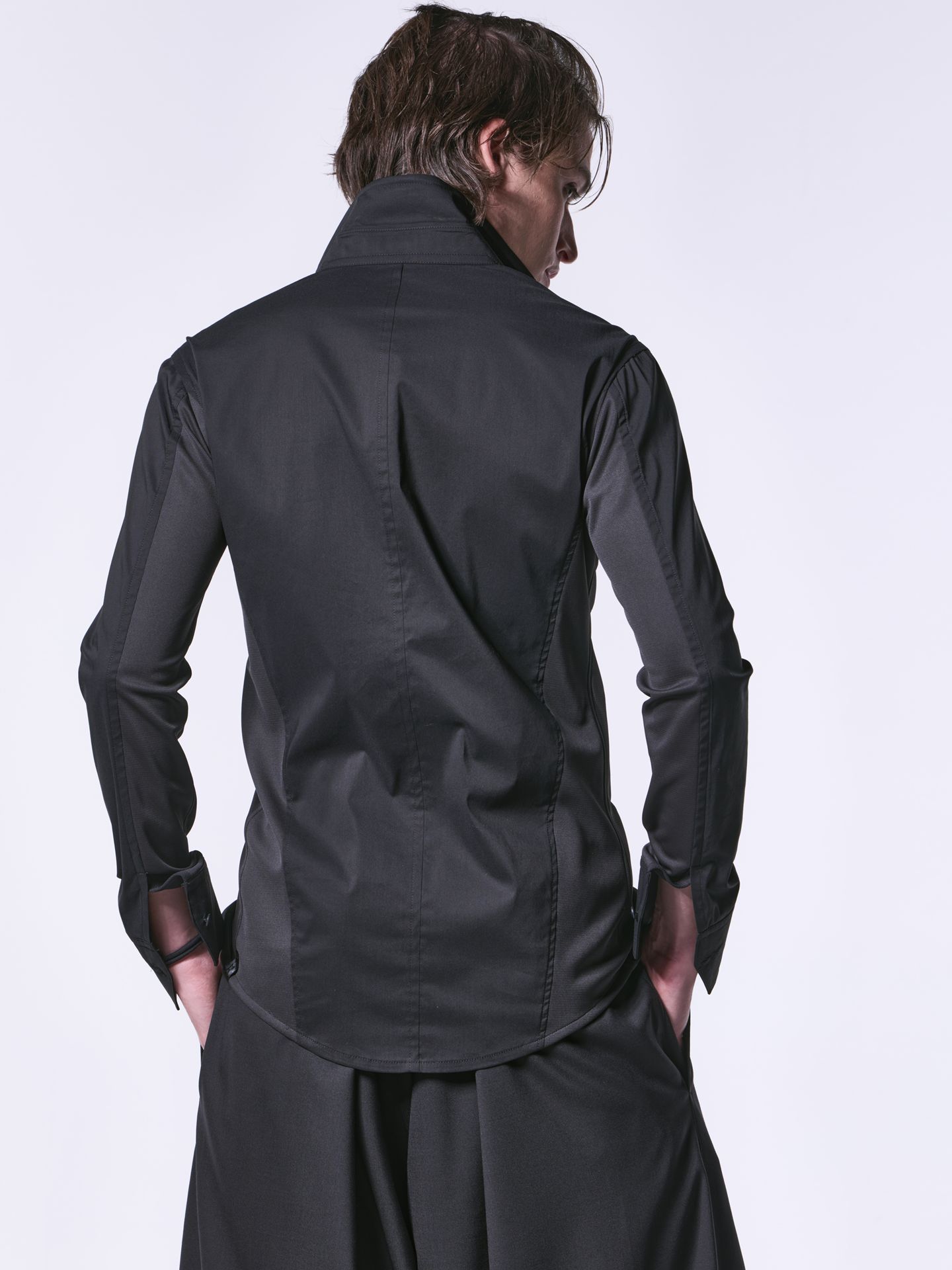《予約品》 StandCollarSideRibShirt / スタンドカラーサイドリブシャツ / ブラック