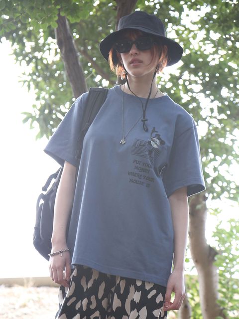 NOT-MOUTH TEE / プリントTシャツ / フェードインディゴ【QUOLT】