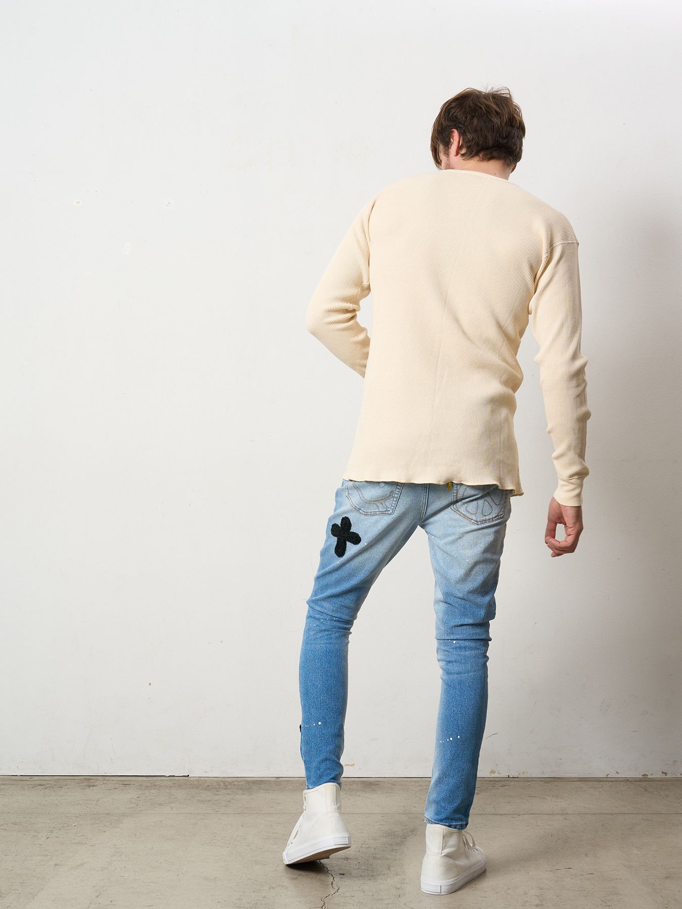 【予約品 5月8日(木) AM10時 締切】 ヘビーコットンワッフル ロゴ＆ハート刺繍 LS サーマル / ナチュラルベージュ