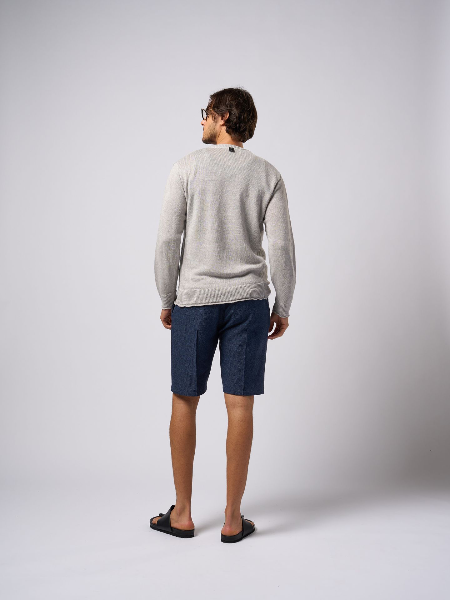 【予約品9月19日 10時締め】 linen henley knit / ヘンリーネックニット / アイスグレー