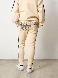 【予約品 5月8日(木) AM10時 締切】 T-Rストレッチポンチ スターノルディックフロッキー ラインリブパンツ / オフホワイト