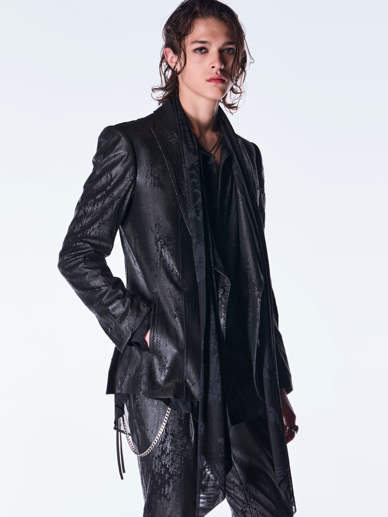 【予約品 6月29日(月) 締切】Cross Dot Fleece Peaked Jacket / ピークドラペル ジャケット / ブラック