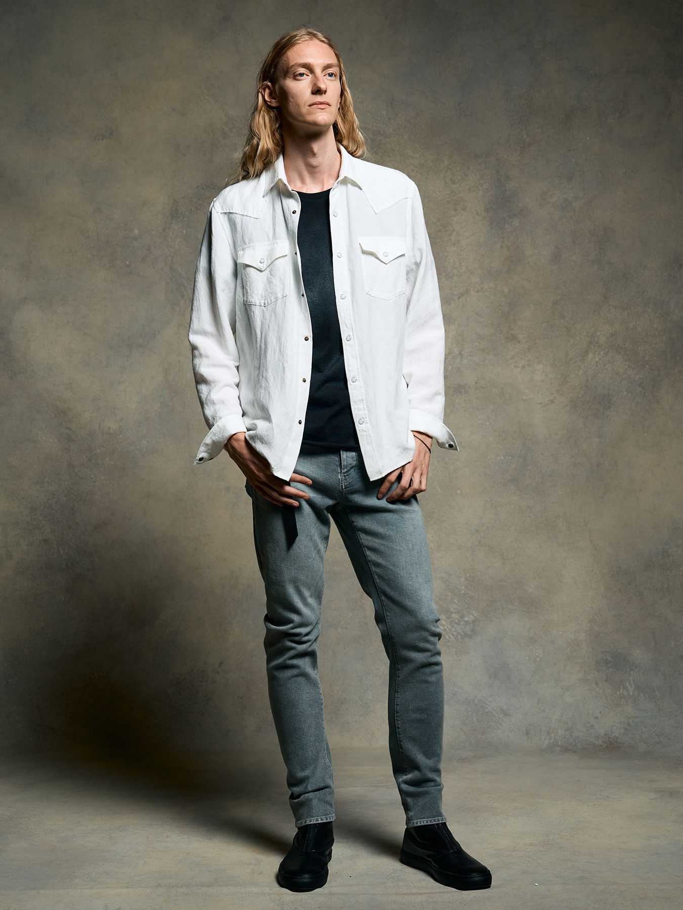 【予約品 9月23日(火) 締切】slim banana denim / スリムバナナデニム / アイスグレー