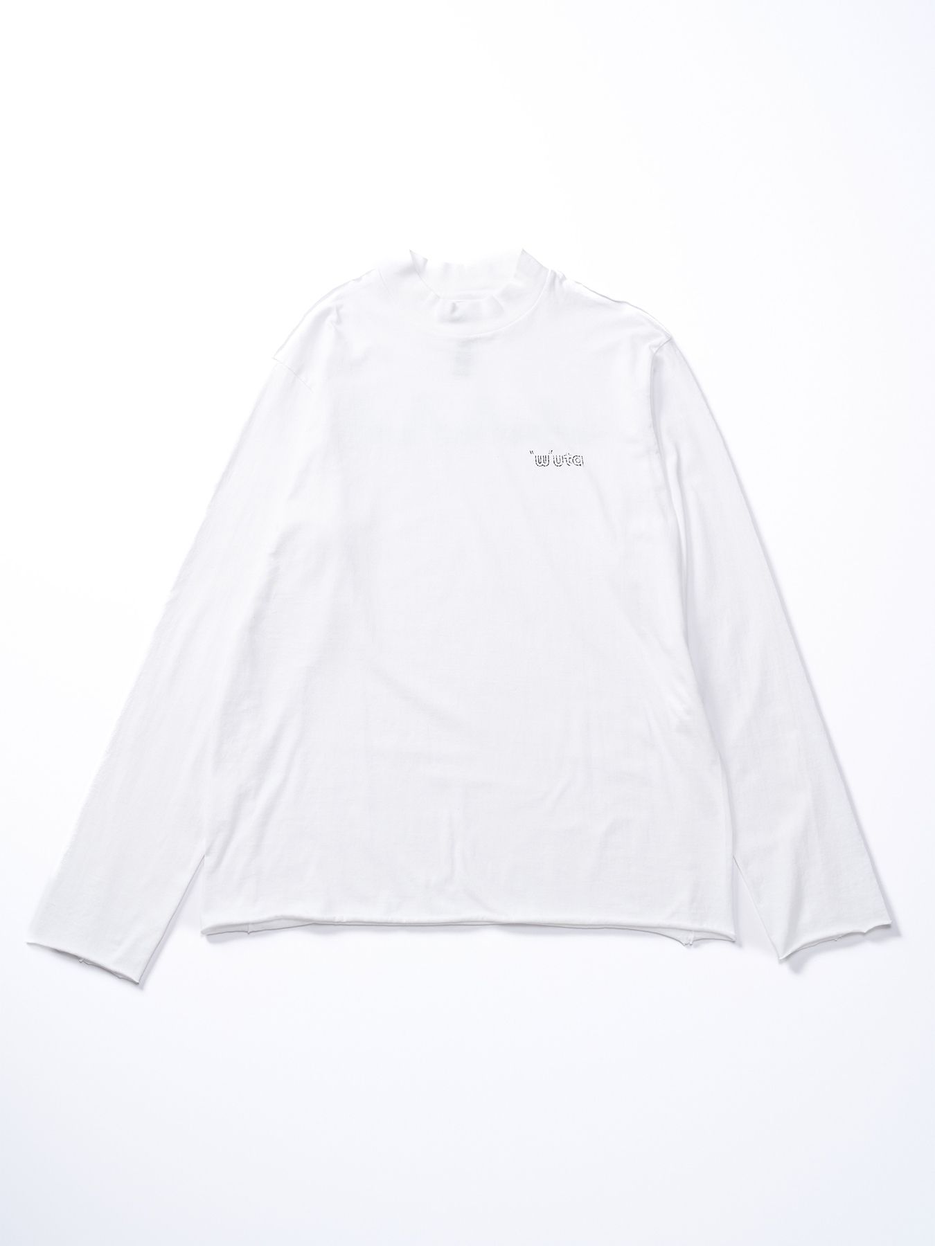 【予約品】muta × wjk collection：cut-off mock-neck L-S(printed) / モックネックロングスリーブカットソー / ホワイト