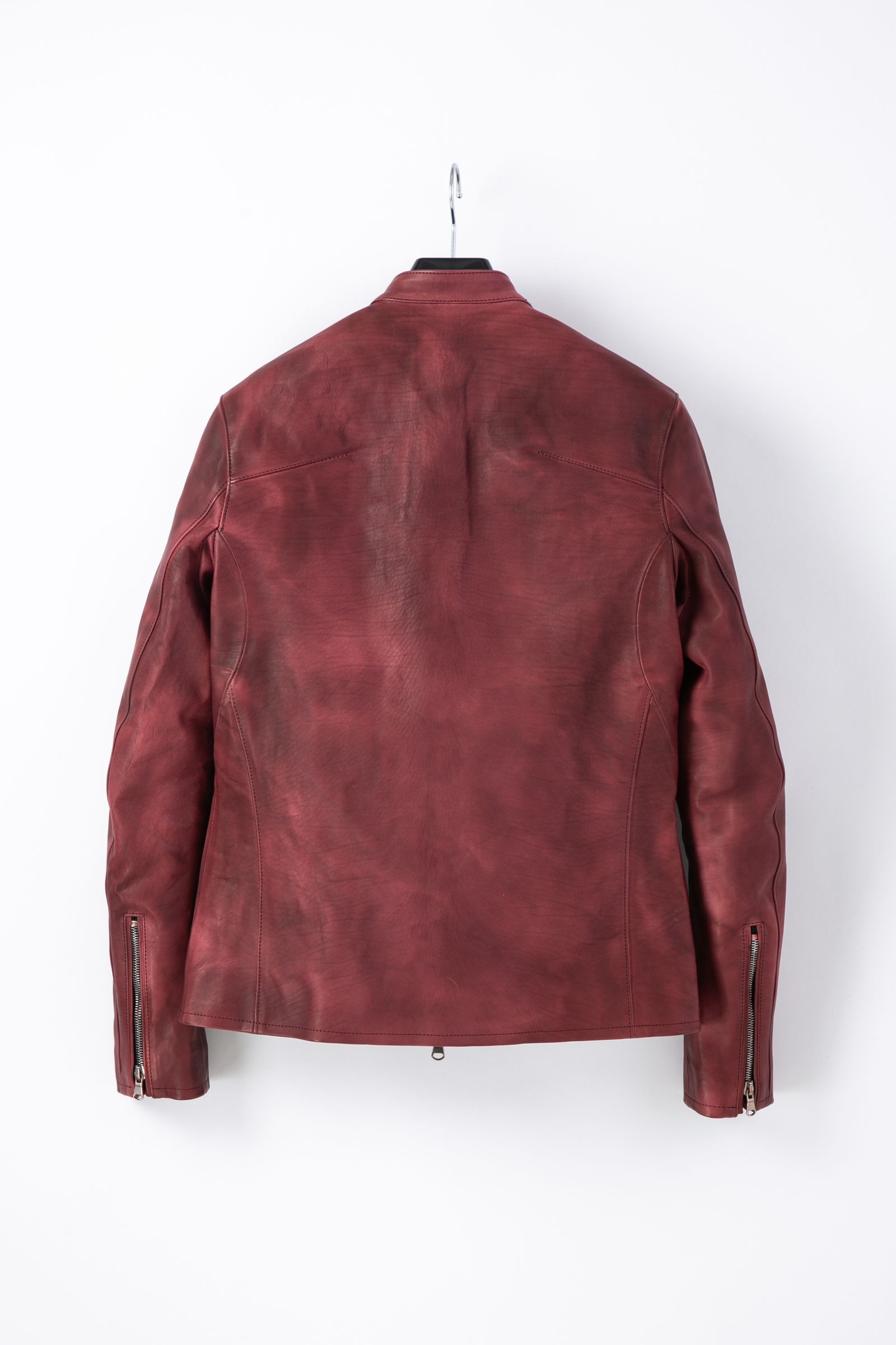 《予約品》 フルタンニン鞣し ジャパンカーフスキン 燃焼製品染め シングルライダース SLATER / BURGUNDY 【STRUM】 9月下~10月上旬入荷予定