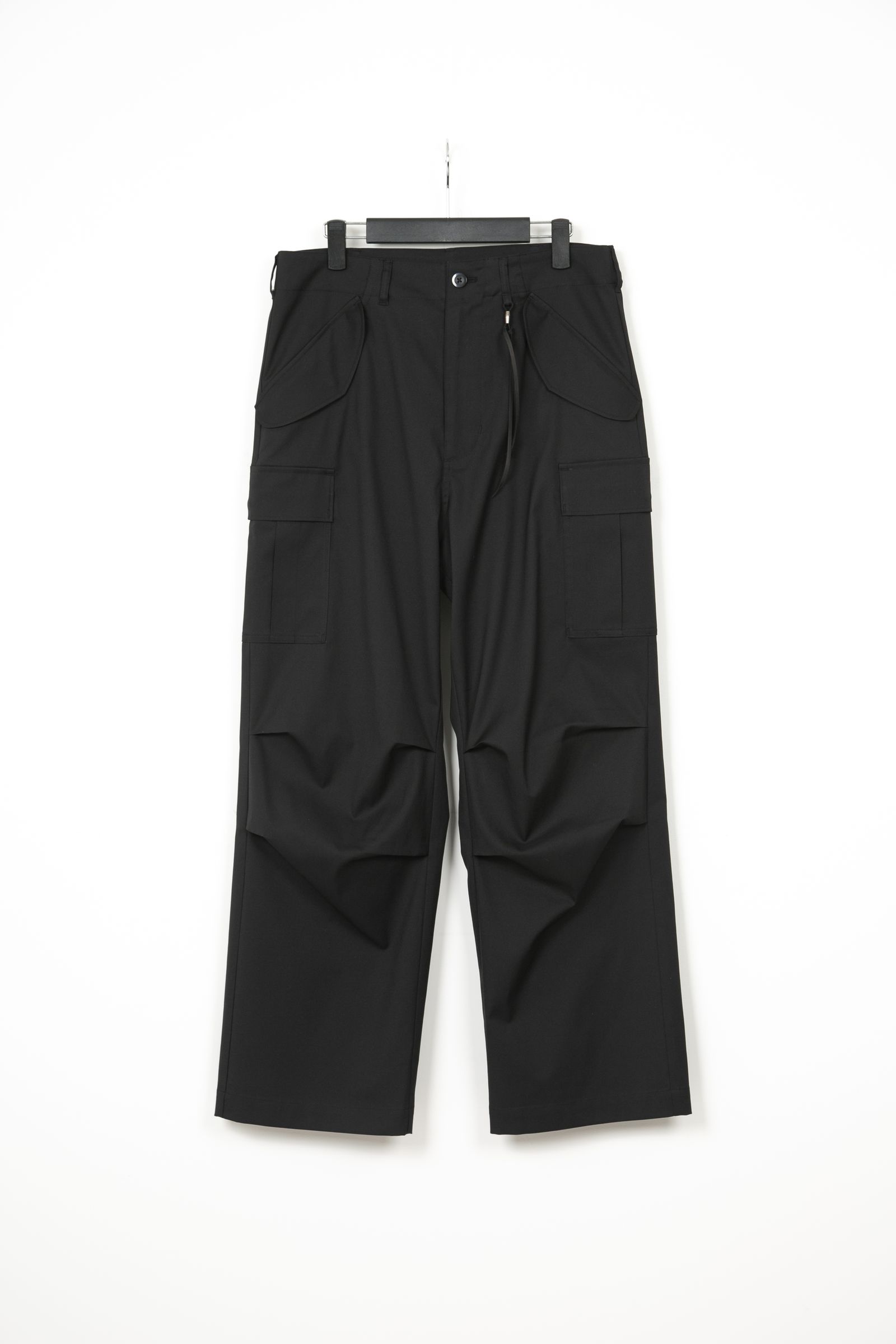 Cotton Polyester Plain Weave FieldCargo Pants  / コットンポリ プレーン ウィーブ フィールドカーゴパンツ / ブラック