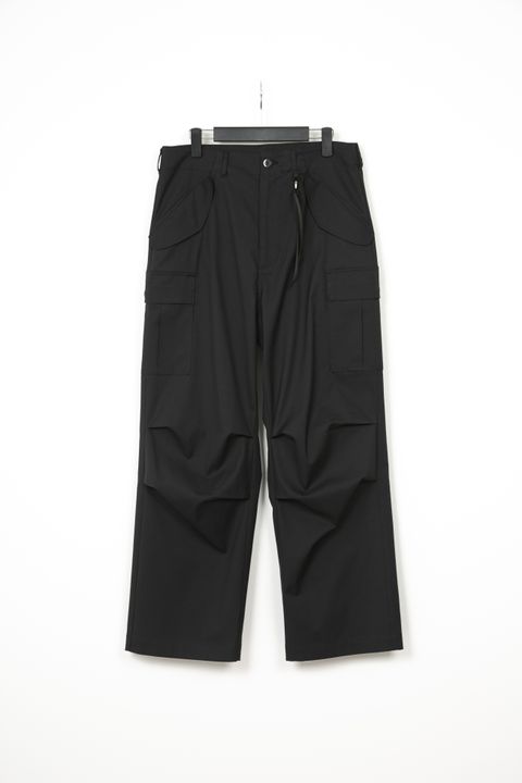 Cotton Polyester Plain Weave FieldCargo Pants  / コットンポリ プレーン ウィーブ フィールドカーゴパンツ / ブラック