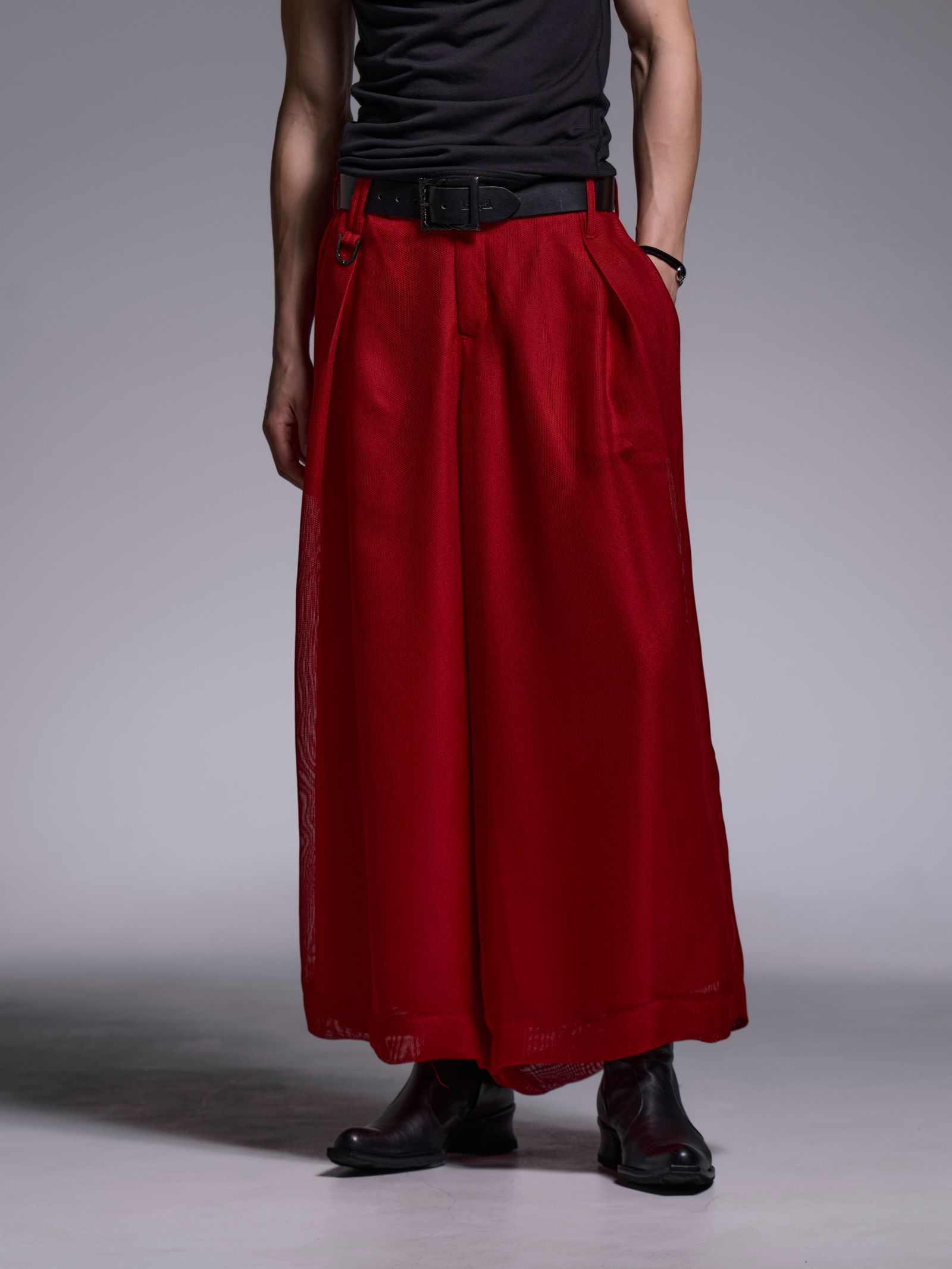 【予約品 1月4日(日) 締切】Wide Tuck Slacks / ワイドタックスラックス / レッド