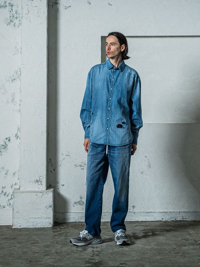《》 denim jack shirts / デニムシャツ / インディゴクラッシュ