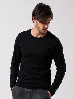 【予約品 4月19日(日) 18時締切】slim cut-off crew-neck L/S / スリムカットオフ クルーネック ロングスリーブ / ディープブラック