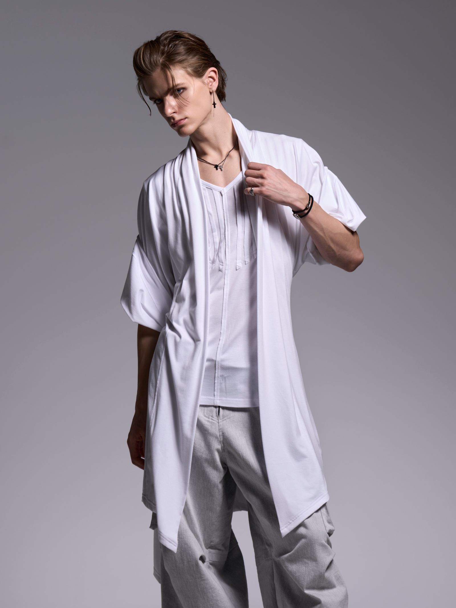 【予約品 1月4日(日) 締切】KIMONO-Sleeve Cardigan / 着物スリーブ カーディガン / ホワイト