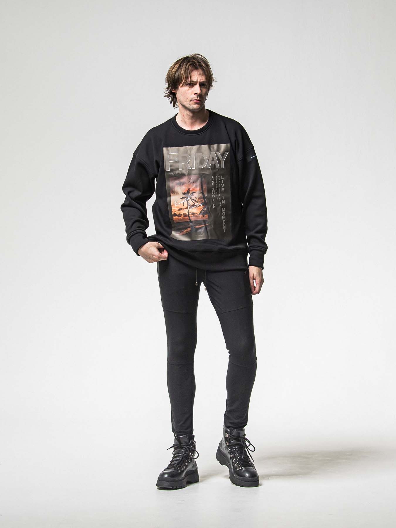 【予約品 8月31日(日) 締切】FRIDAY OLD COVER VEROURS FLEECE TRAINER / FRIDAYコラボ オールドカバー ベロアフリース トレーナー / ブラック