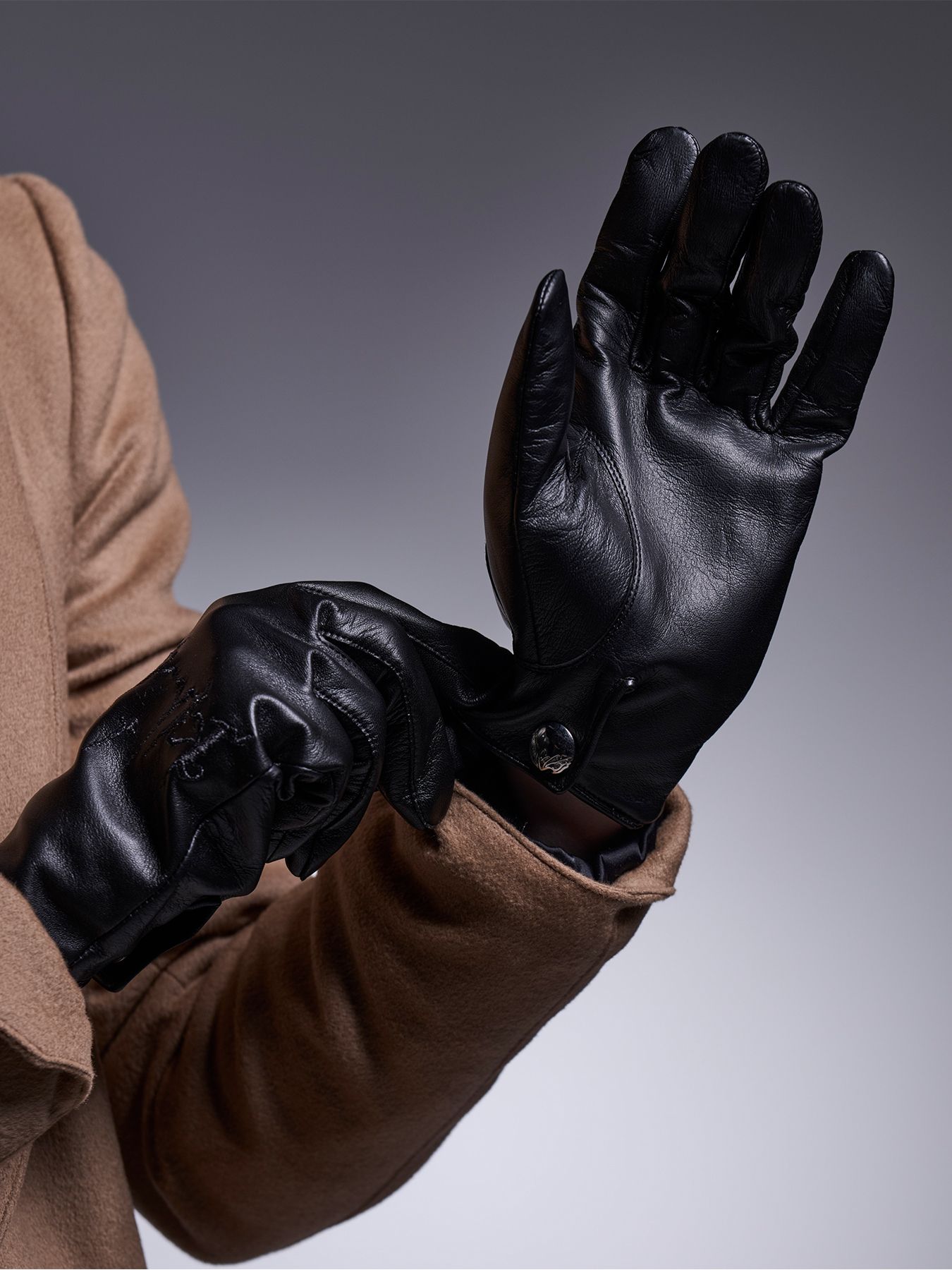 【予約品 】シープレザーDot Button Glove / ドットボタングローブ / ブラック スマホ対応