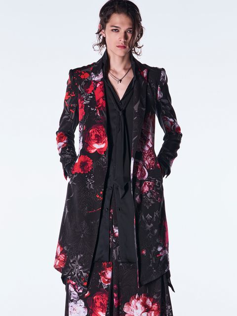 【予約品】Goth Flora Suede Satin Flare Jacket / フレアジャケット / ブラック