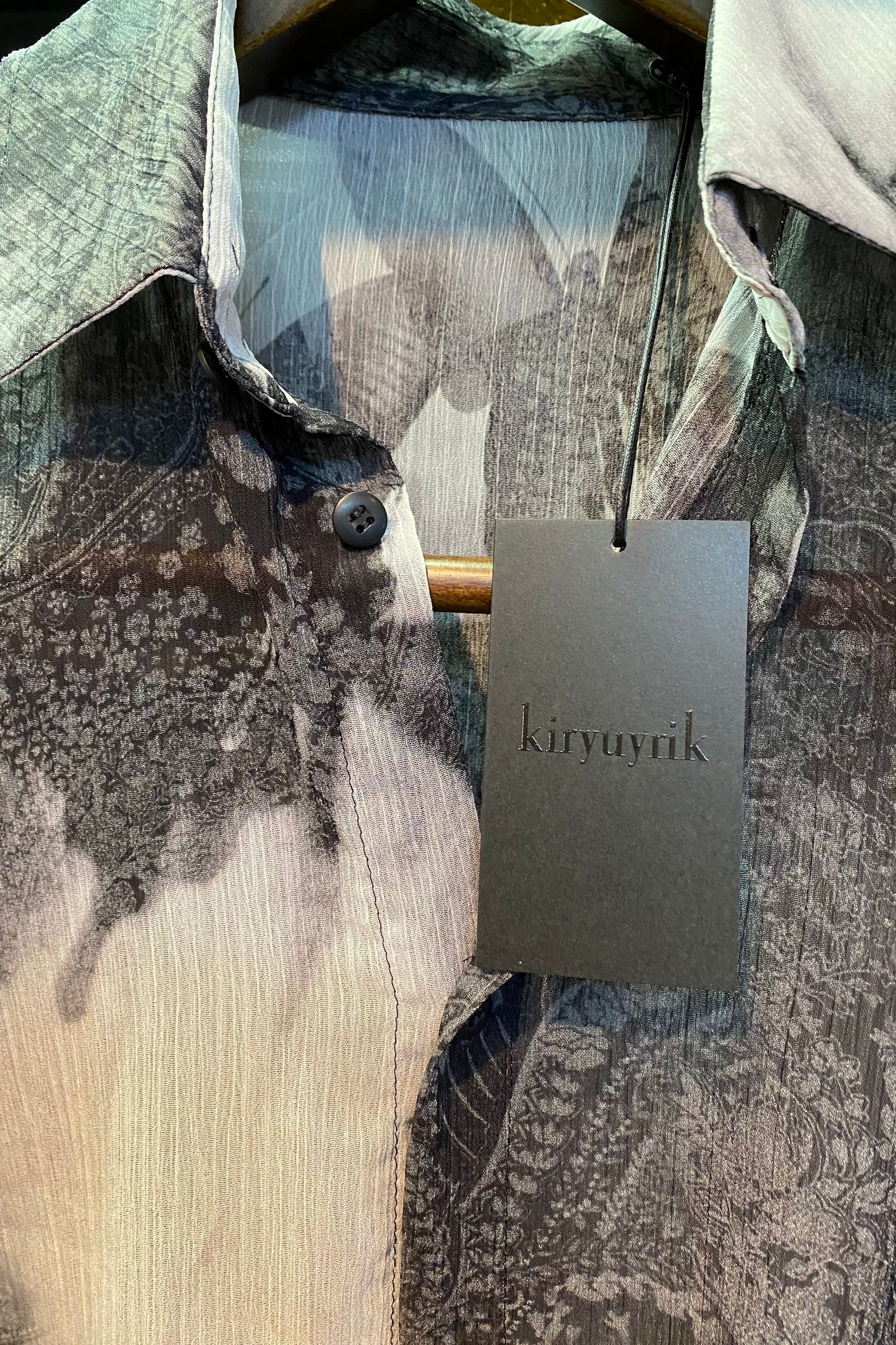ShirringSleeveShirts InkJetYOURYU / Black&White 【kiryuyrik】
