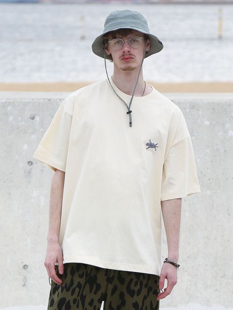 TIGRE-CORD TEE / 刺繍&プリントTシャツ / アイボリー【QUOLT】