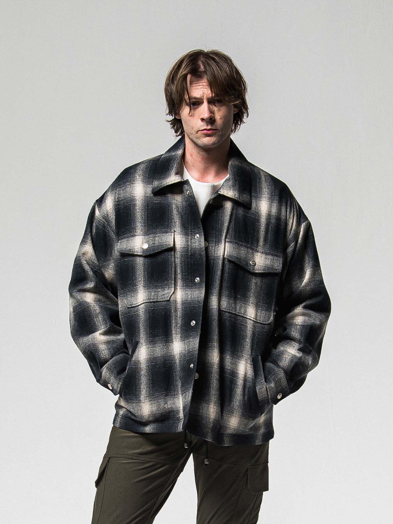 【予約品 8月31日(日) 締切】FLANNEL CHECK JK / フランネルチェック ジャケット / ブラック