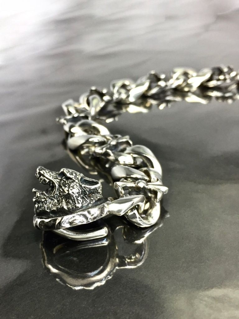 《受注生産》 #1CHAIN BRACELET [WOLF&GARGOYLES] / #1チェーンコンビブレスレット・ウルフ&ガーゴイル 【注文から2-3週間後入荷予定】