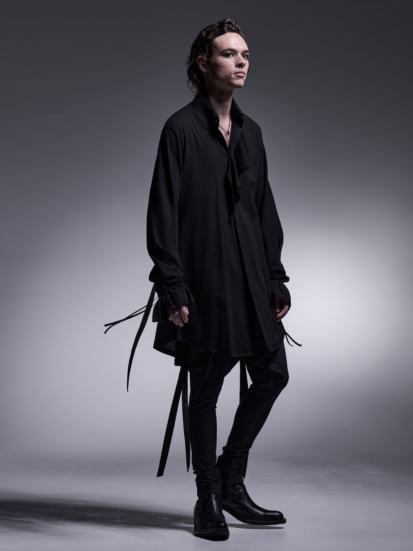 【予約品 】Shirring Frill Shirt / シャーリングフリルシャツ / ブラック